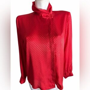Diane Von Furstenberg Red Checkered Blouse